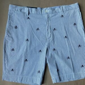 Polo RALPH LAUREN Seersucker SHORTS Size 40 NEW Stretch Skull and Crossbones